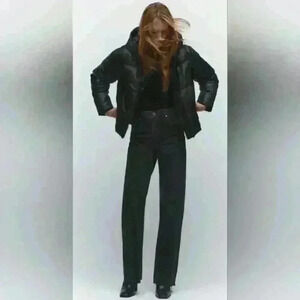 Zara Shiny Black Puffer Jacket